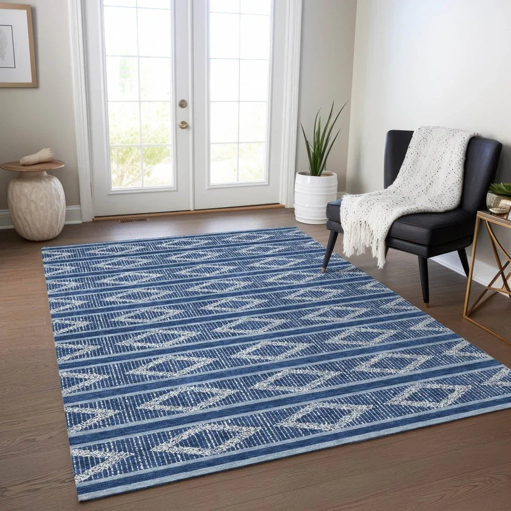 Lume Blue Washable Indoor-Outdoor Rug-Outdoor Rugs-LOOMLAN Rugs-LOOMLAN
