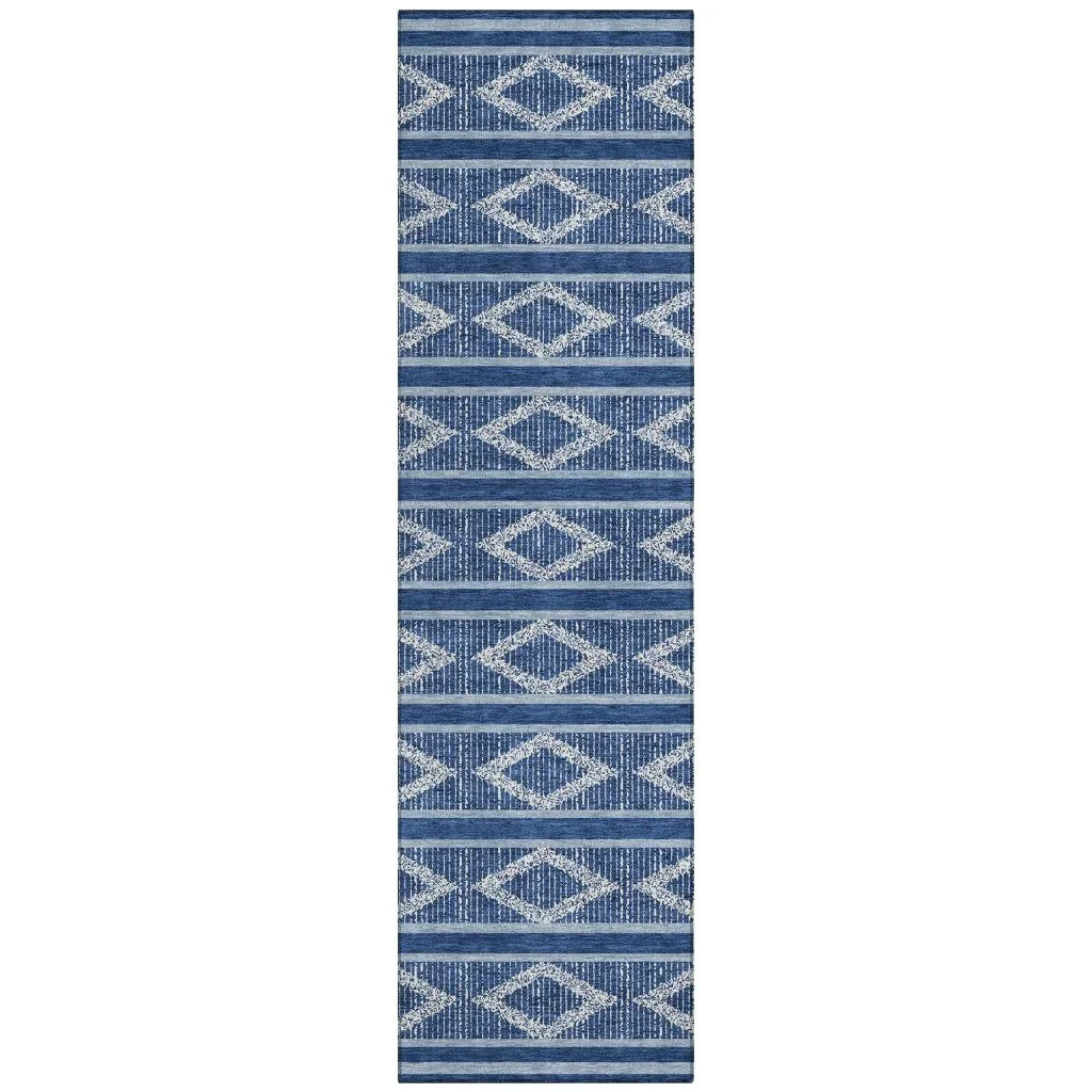 Lume Blue Washable Indoor-Outdoor Rug-Outdoor Rugs-LOOMLAN Rugs-2'3" x 7'6"-LOOMLAN