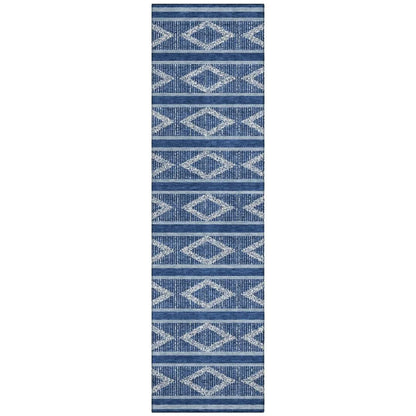 Lume Blue Washable Indoor-Outdoor Rug-Outdoor Rugs-LOOMLAN Rugs-2'3" x 7'6"-LOOMLAN
