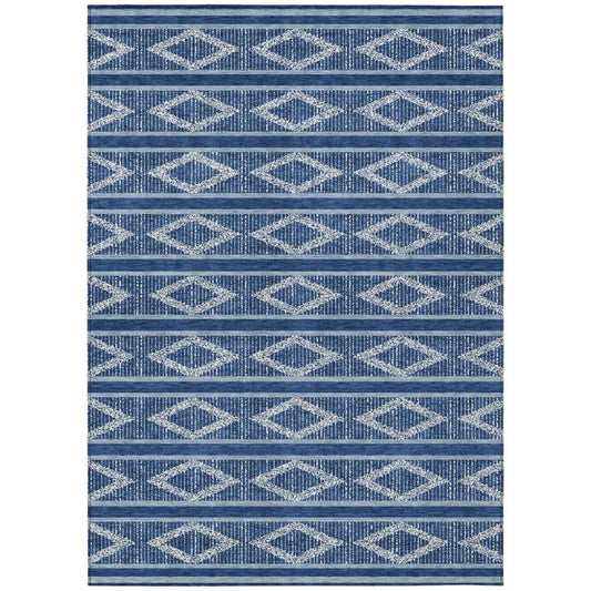 Lume Blue Washable Indoor-Outdoor Rug-Outdoor Rugs-LOOMLAN Rugs-2'6" x 3'10"-LOOMLAN