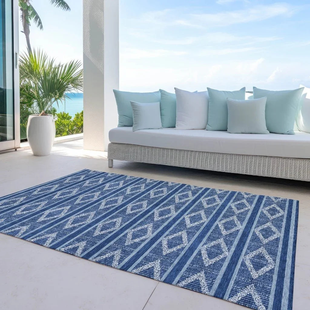 Lume Blue Washable Indoor-Outdoor Rug-Outdoor Rugs-LOOMLAN Rugs-LOOMLAN