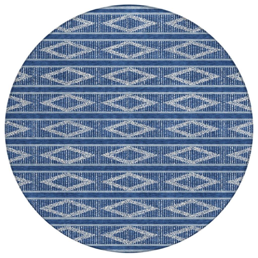 Lume Blue Washable Indoor-Outdoor Rug-Outdoor Rugs-LOOMLAN Rugs-8' x 8'-LOOMLAN
