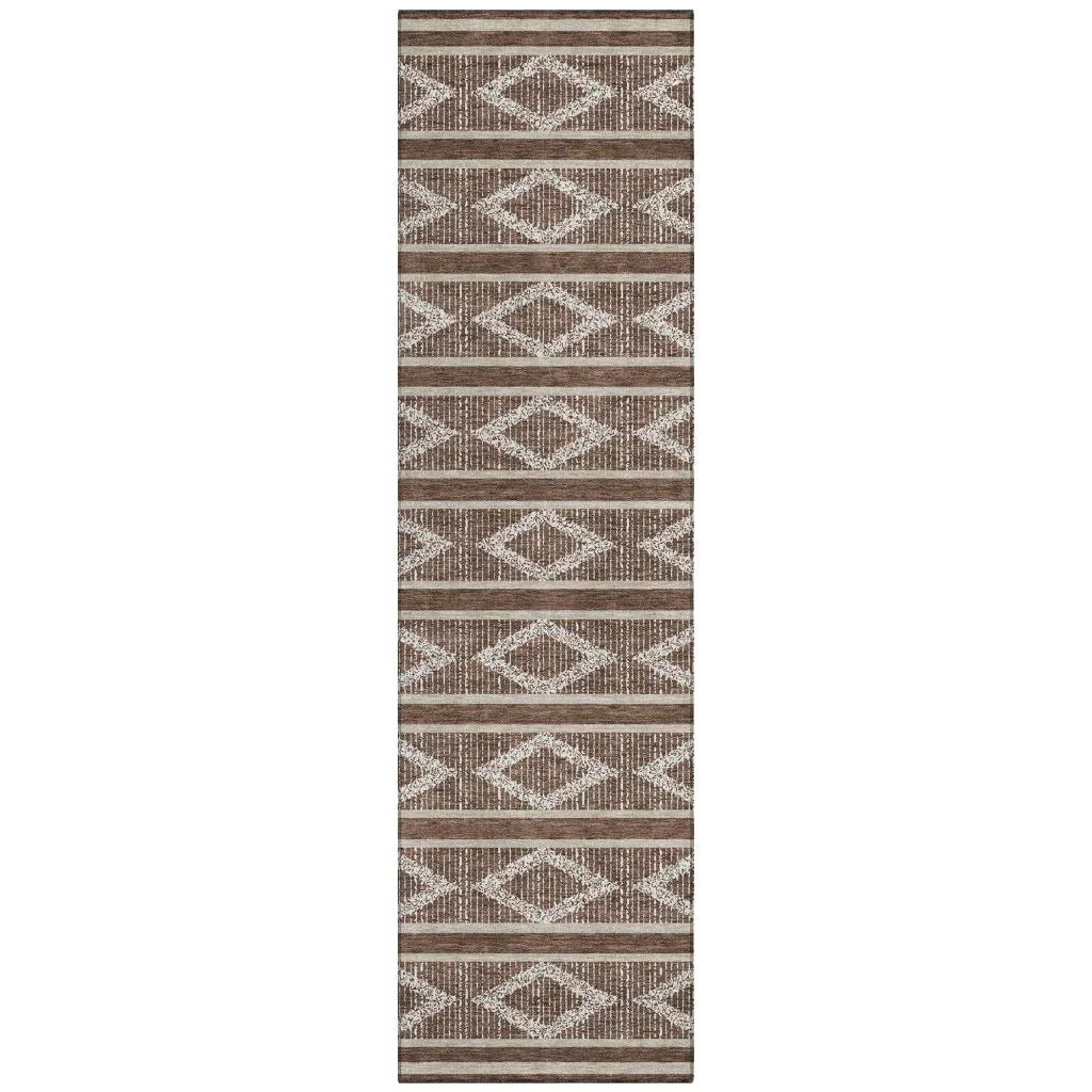 Lume Brown Washable Indoor-Outdoor Rug-Outdoor Rugs-LOOMLAN Rugs-2'3" x 7'6"-LOOMLAN