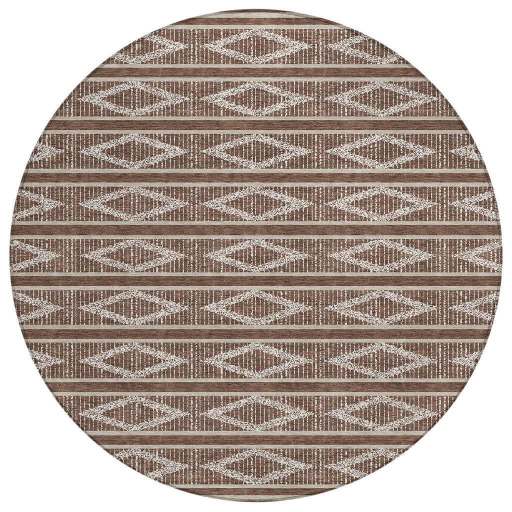 Lume Brown Washable Indoor-Outdoor Rug-Outdoor Rugs-LOOMLAN Rugs-8' x 8'-LOOMLAN