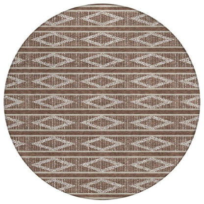 Lume Brown Washable Indoor-Outdoor Rug-Outdoor Rugs-LOOMLAN Rugs-8' x 8'-LOOMLAN