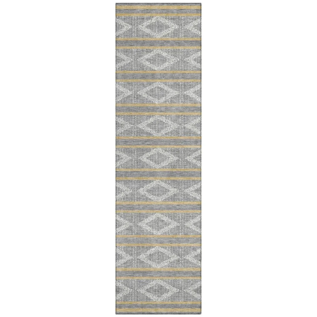 Lume Gray Washable Indoor-Outdoor Rug-Outdoor Rugs-LOOMLAN Rugs-2'3" x 7'6"-LOOMLAN