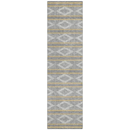 Lume Gray Washable Indoor-Outdoor Rug-Outdoor Rugs-LOOMLAN Rugs-2'3" x 7'6"-LOOMLAN