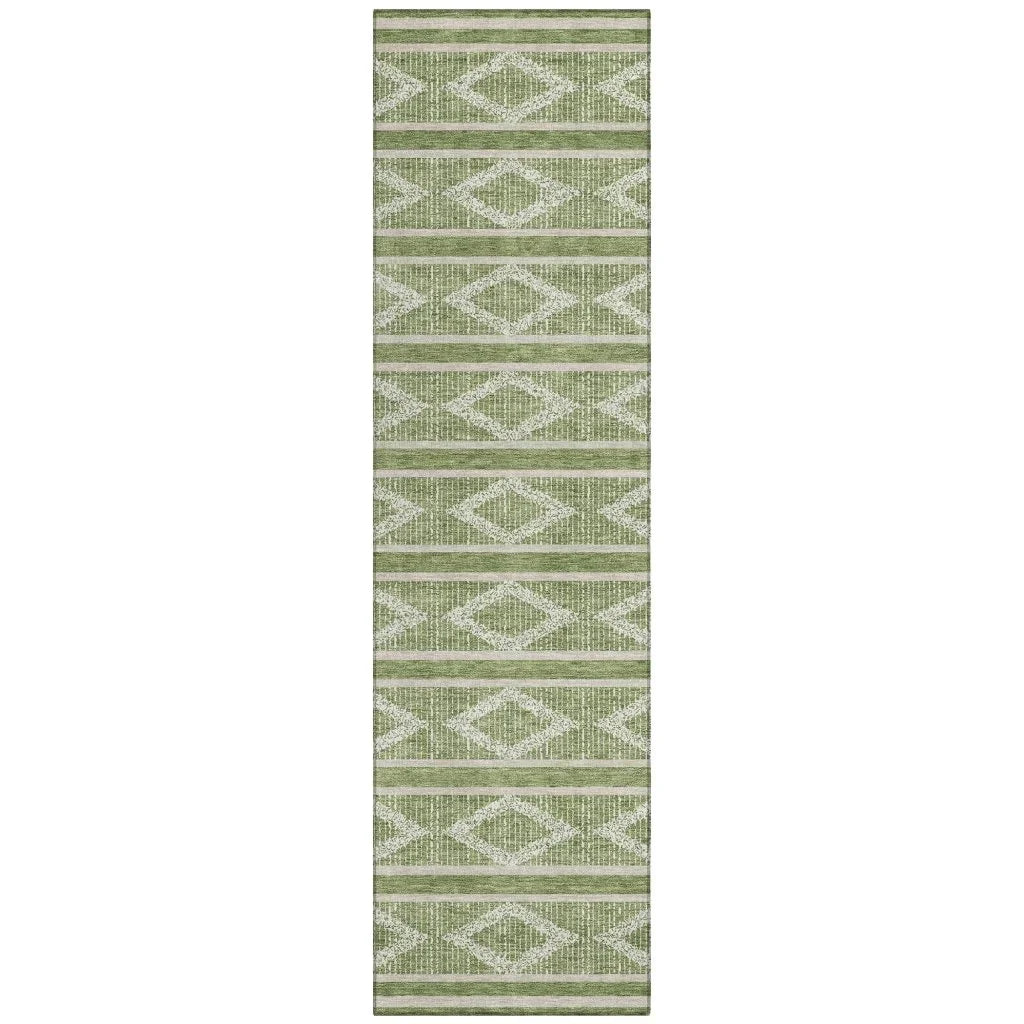 Lume Green Washable Indoor-Outdoor Rug-Outdoor Rugs-LOOMLAN Rugs-2'3" x 7'6"-LOOMLAN