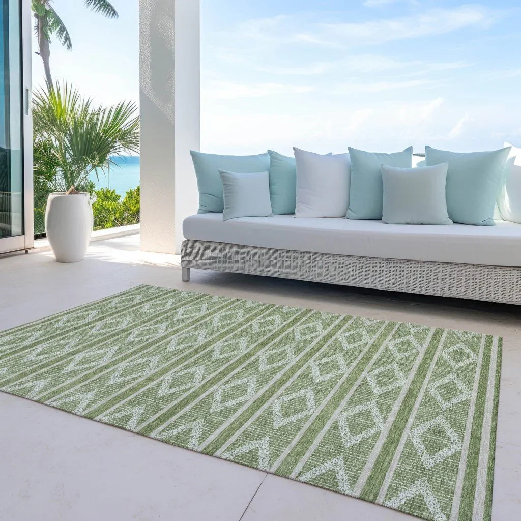 Lume Green Washable Indoor-Outdoor Rug-Outdoor Rugs-LOOMLAN Rugs-LOOMLAN