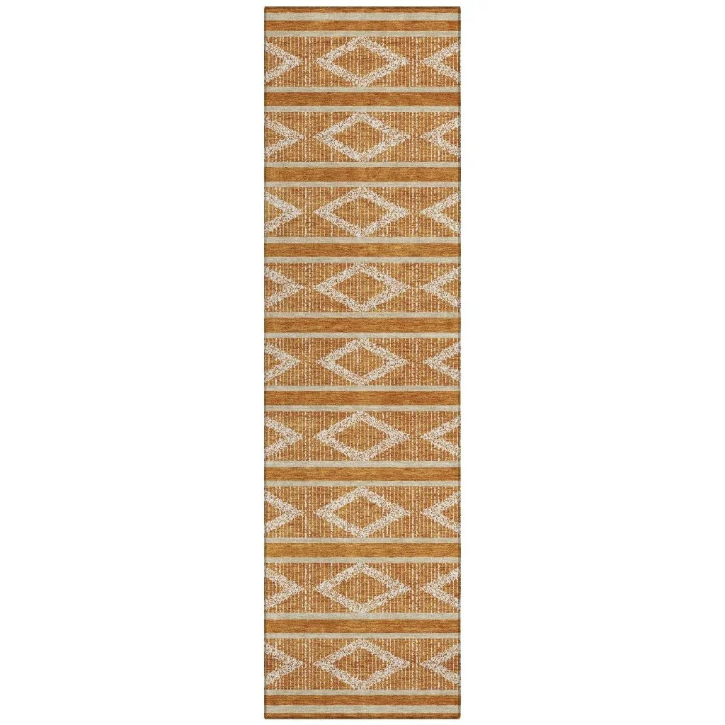 Lume Orange Washable Indoor-Outdoor Rug-Outdoor Rugs-LOOMLAN Rugs-2'3" x 7'6"-LOOMLAN