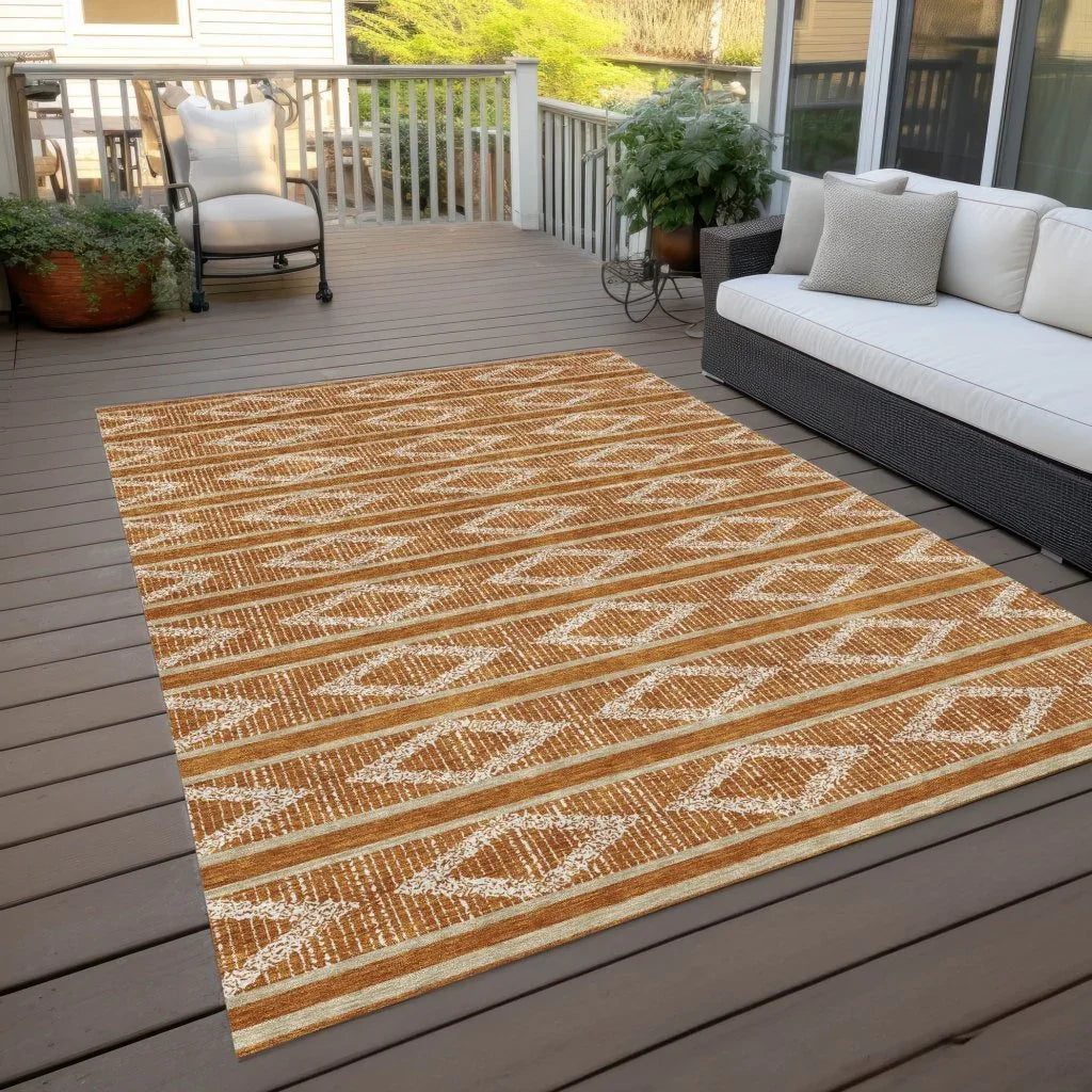 Lume Orange Washable Indoor-Outdoor Rug-Outdoor Rugs-LOOMLAN Rugs-LOOMLAN