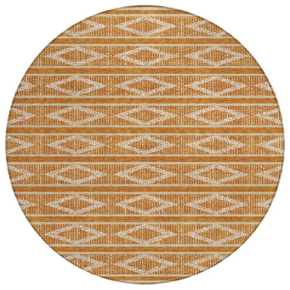 Lume Orange Washable Indoor-Outdoor Rug-Outdoor Rugs-LOOMLAN Rugs-8' x 8'-LOOMLAN