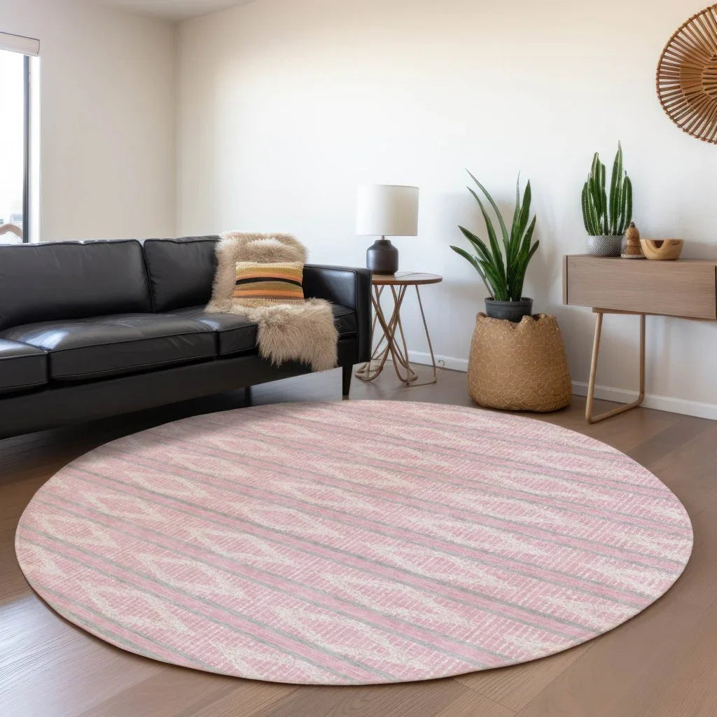 Lume Pink Washable Indoor-Outdoor Rug-Outdoor Rugs-LOOMLAN Rugs-LOOMLAN