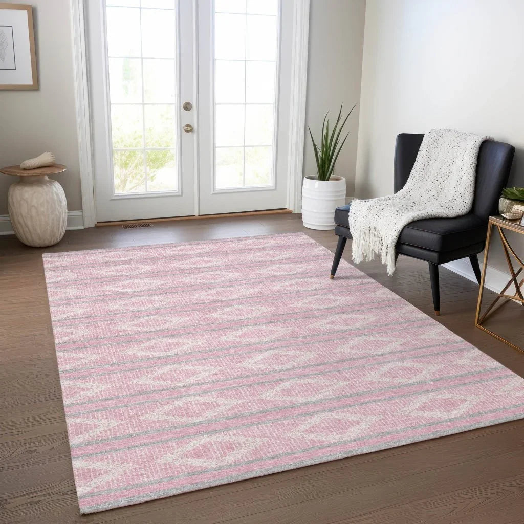 Lume Pink Washable Indoor-Outdoor Rug-Outdoor Rugs-LOOMLAN Rugs-LOOMLAN