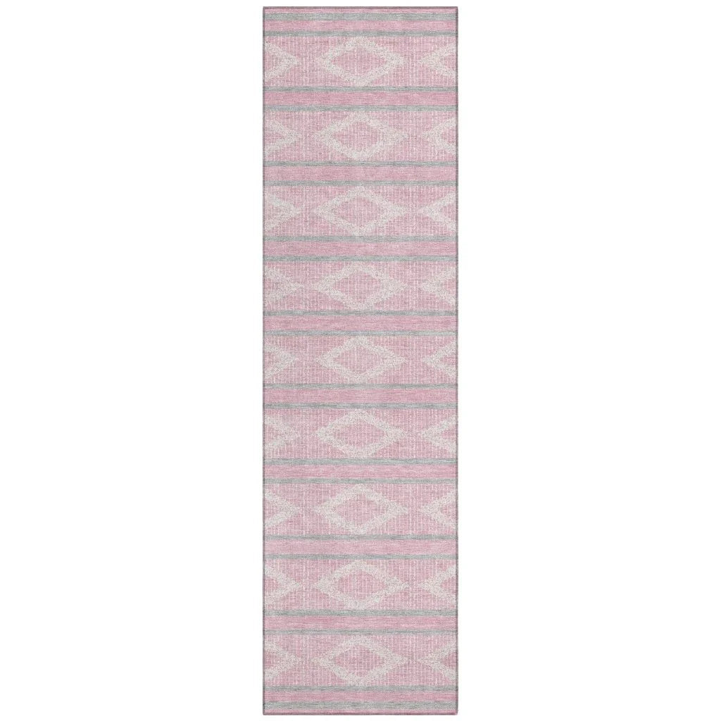 Lume Pink Washable Indoor-Outdoor Rug-Outdoor Rugs-LOOMLAN Rugs-2'3" x 7'6"-LOOMLAN