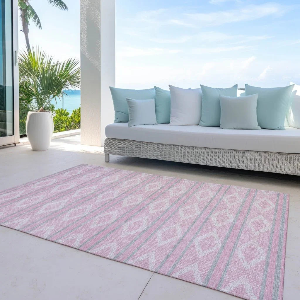 Lume Pink Washable Indoor-Outdoor Rug-Outdoor Rugs-LOOMLAN Rugs-LOOMLAN