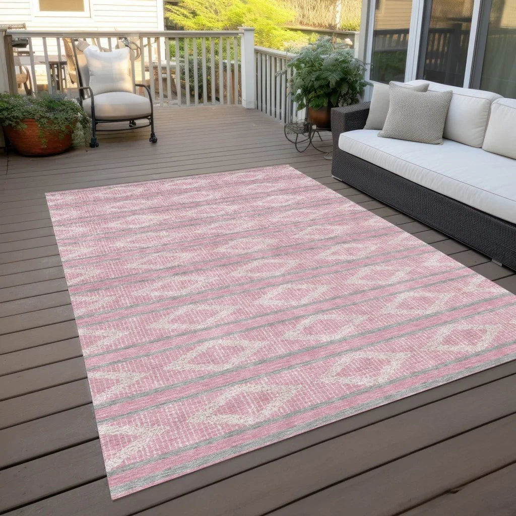 Lume Pink Washable Indoor-Outdoor Rug-Outdoor Rugs-LOOMLAN Rugs-LOOMLAN