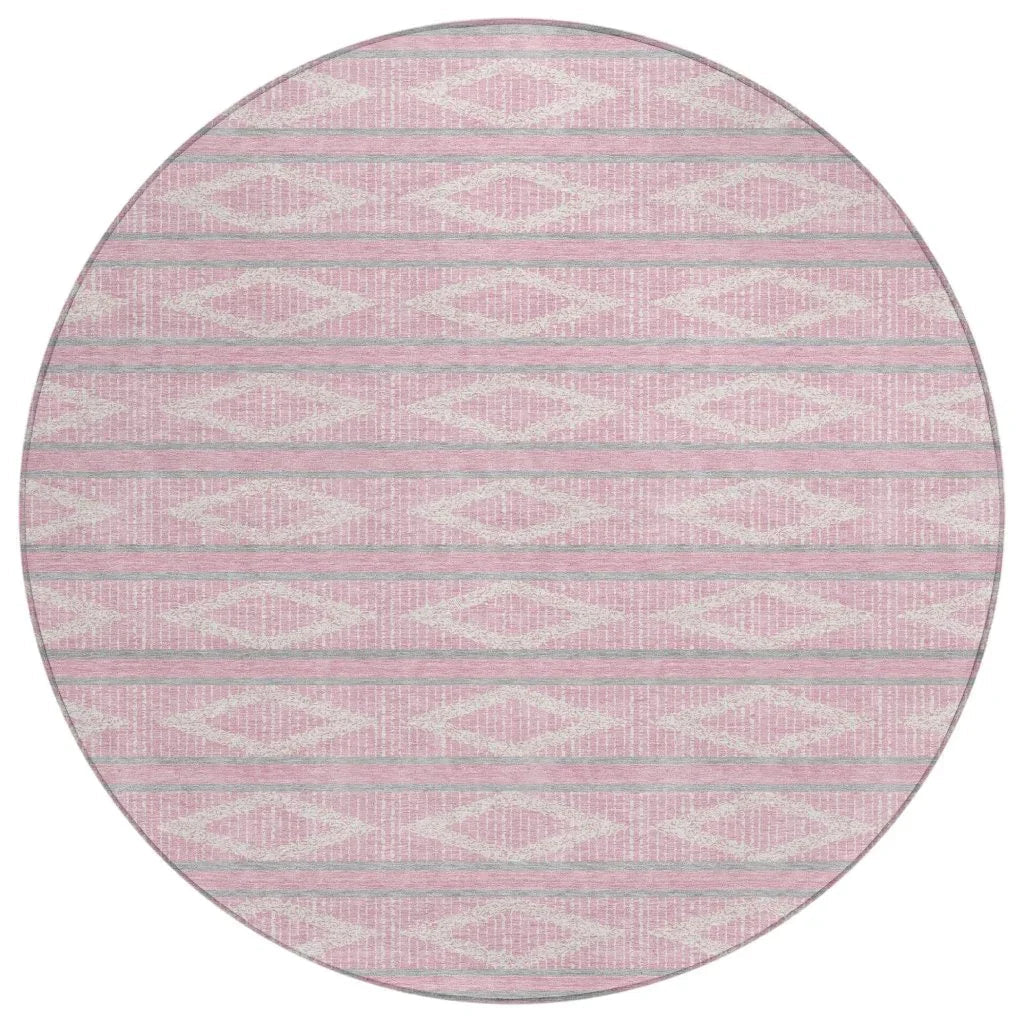 Lume Pink Washable Indoor-Outdoor Rug-Outdoor Rugs-LOOMLAN Rugs-8' x 8'-LOOMLAN
