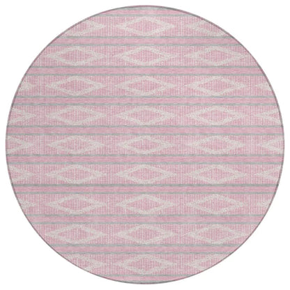 Lume Pink Washable Indoor-Outdoor Rug-Outdoor Rugs-LOOMLAN Rugs-8' x 8'-LOOMLAN
