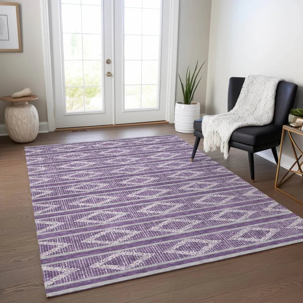 Lume Purple Washable Indoor-Outdoor Rug-Outdoor Rugs-LOOMLAN Rugs-LOOMLAN
