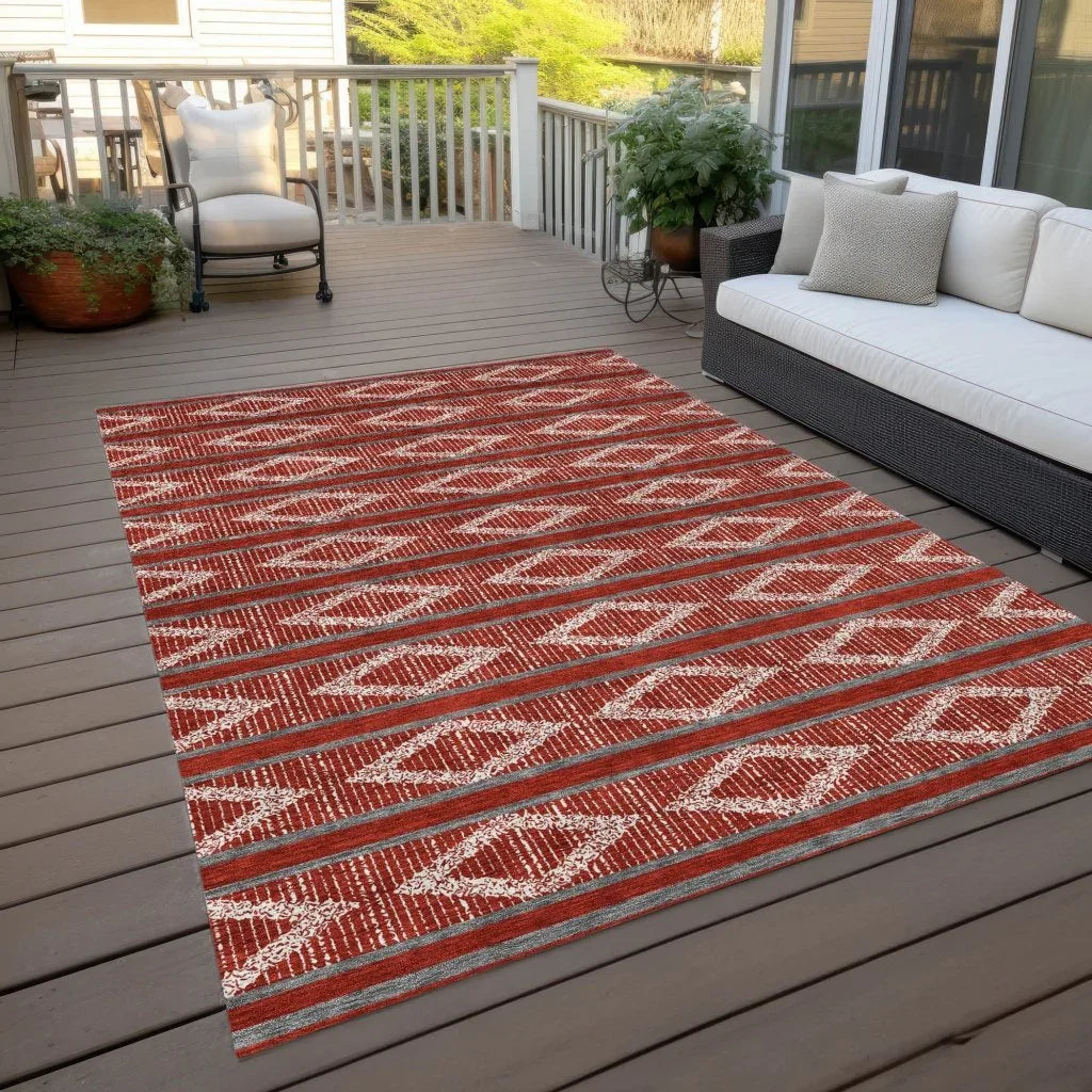 Lume Red Washable Indoor-Outdoor Rug-Outdoor Rugs-LOOMLAN Rugs-LOOMLAN