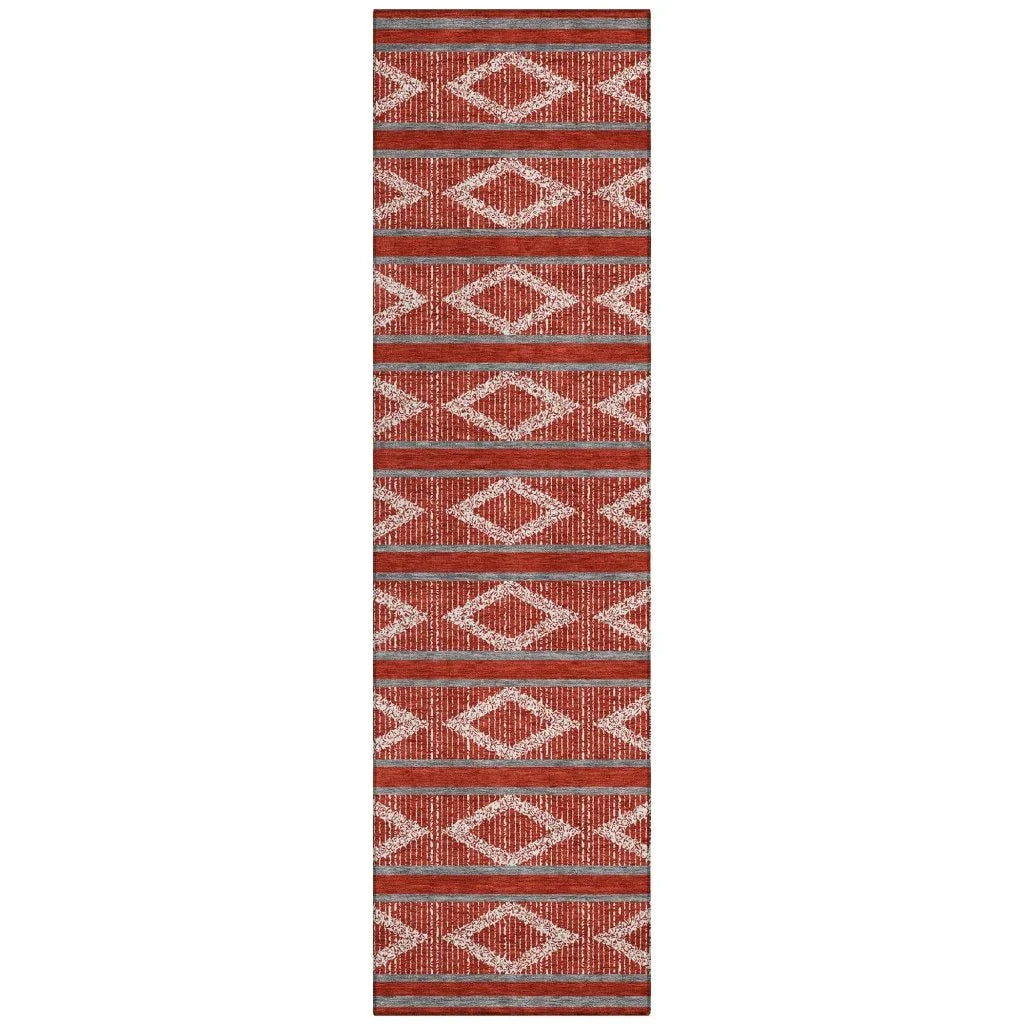 Lume Red Washable Indoor-Outdoor Rug-Outdoor Rugs-LOOMLAN Rugs-2'3" x 7'6"-LOOMLAN