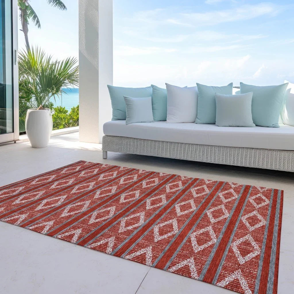 Lume Red Washable Indoor-Outdoor Rug-Outdoor Rugs-LOOMLAN Rugs-LOOMLAN