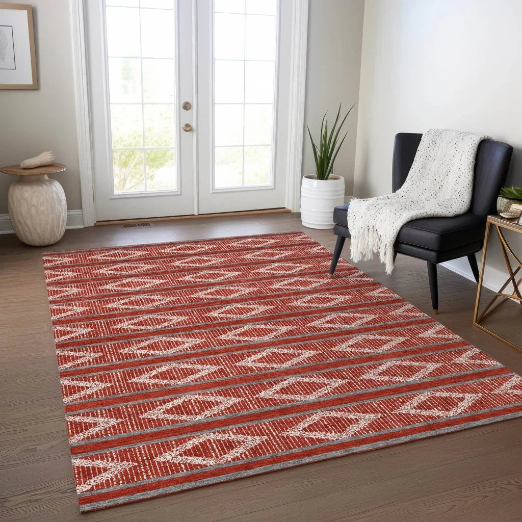 Lume Red Washable Indoor-Outdoor Rug-Outdoor Rugs-LOOMLAN Rugs-LOOMLAN