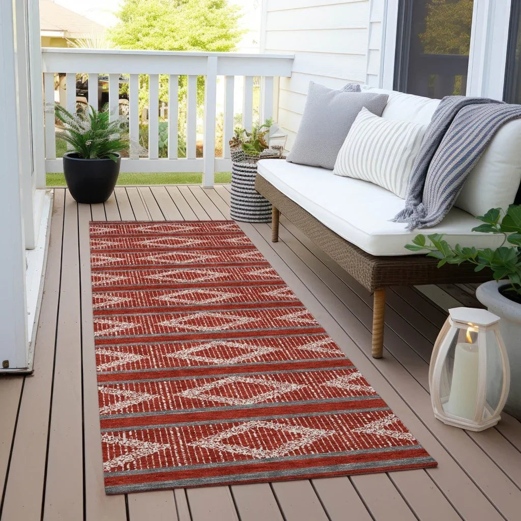 Lume Red Washable Indoor-Outdoor Rug-Outdoor Rugs-LOOMLAN Rugs-LOOMLAN