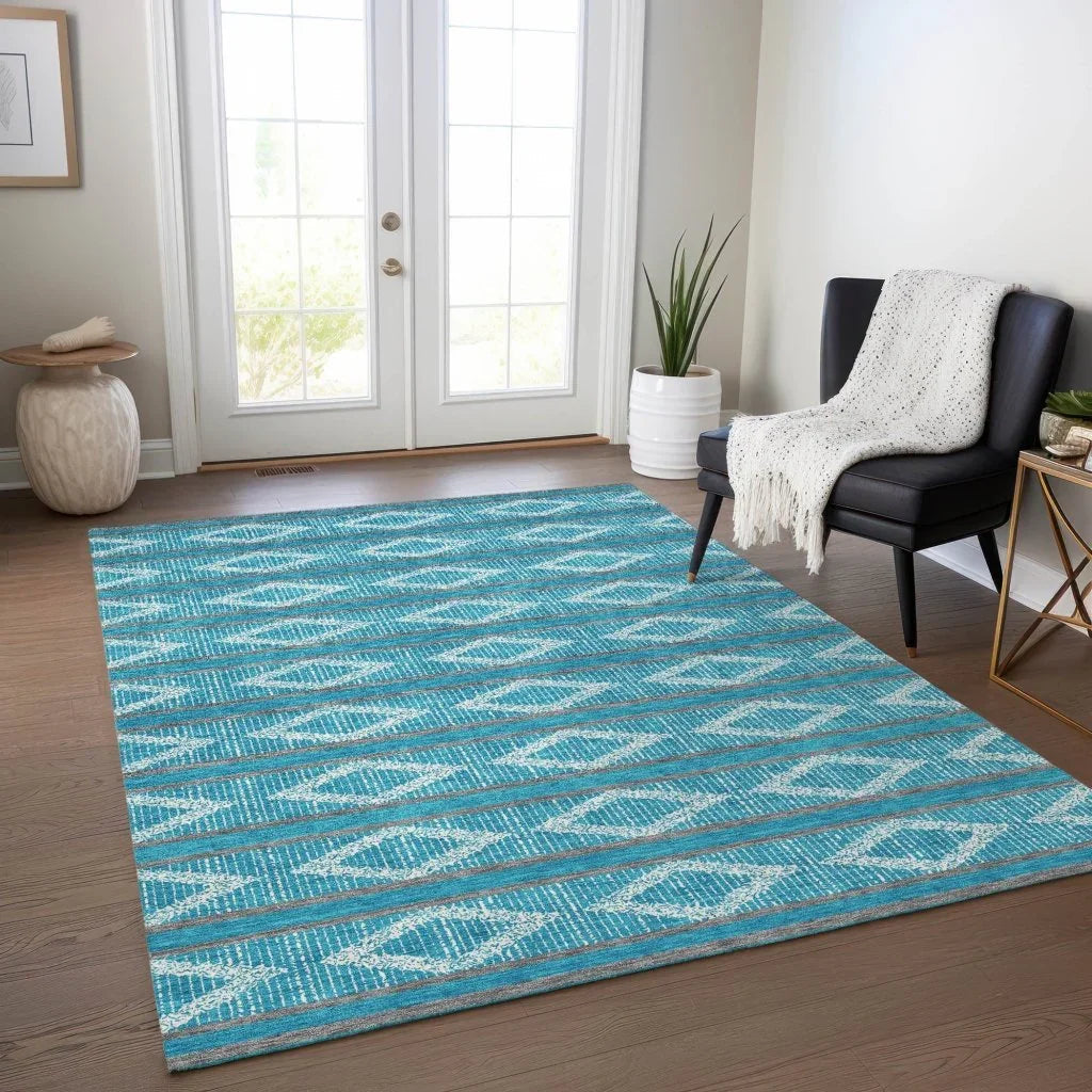 Lume Teal Washable Indoor-Outdoor Rug-Outdoor Rugs-LOOMLAN Rugs-LOOMLAN