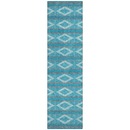 Lume Teal Washable Indoor-Outdoor Rug-Outdoor Rugs-LOOMLAN Rugs-2'3" x 7'6"-LOOMLAN