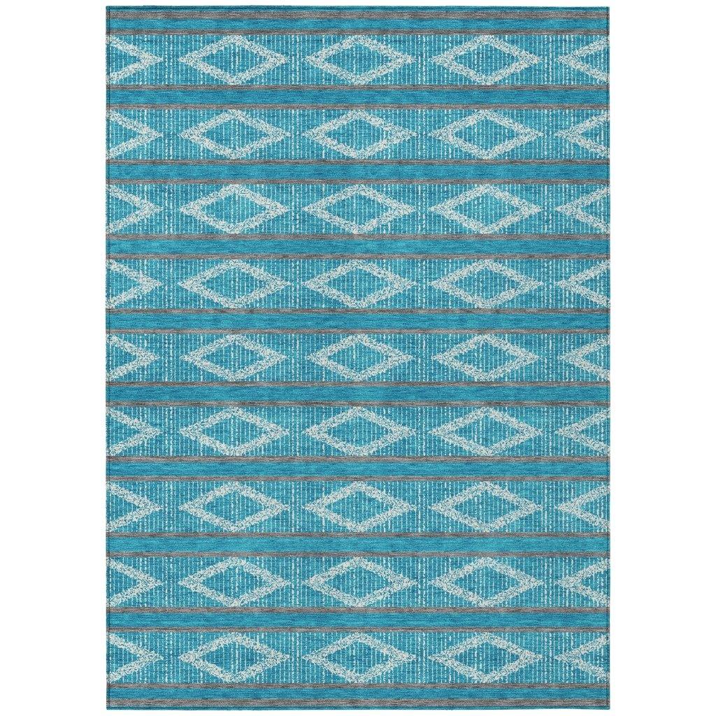 Lume Teal Washable Indoor-Outdoor Rug-Outdoor Rugs-LOOMLAN Rugs-2'6" x 3'10"-LOOMLAN