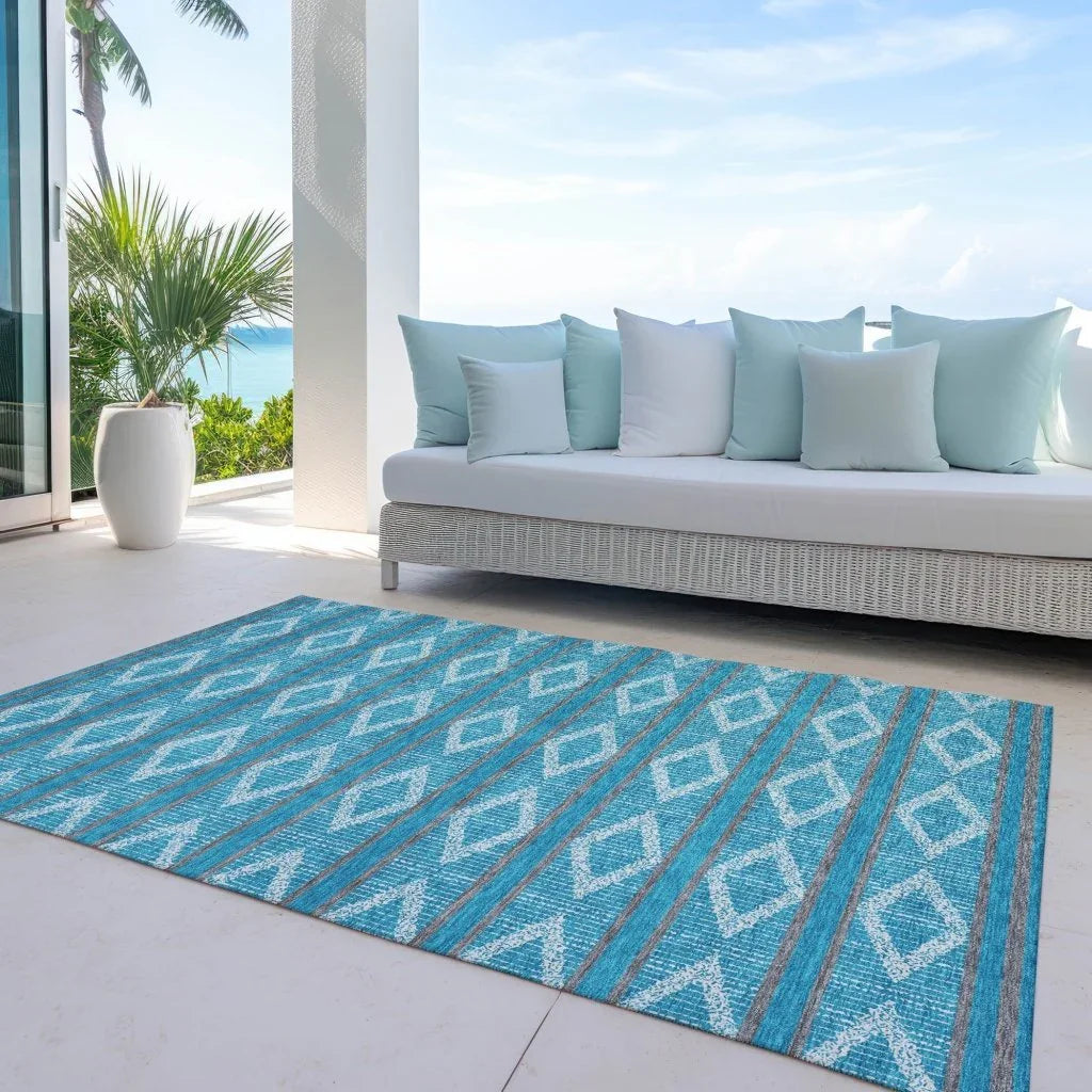 Lume Teal Washable Indoor-Outdoor Rug-Outdoor Rugs-LOOMLAN Rugs-LOOMLAN