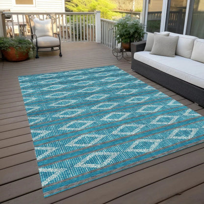 Lume Teal Washable Indoor-Outdoor Rug-Outdoor Rugs-LOOMLAN Rugs-LOOMLAN