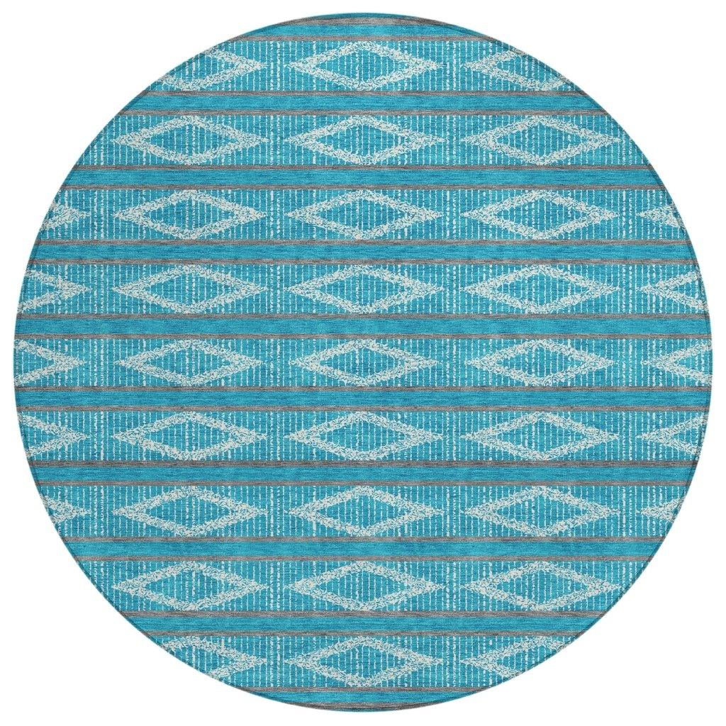 Lume Teal Washable Indoor-Outdoor Rug-Outdoor Rugs-LOOMLAN Rugs-8' x 8'-LOOMLAN