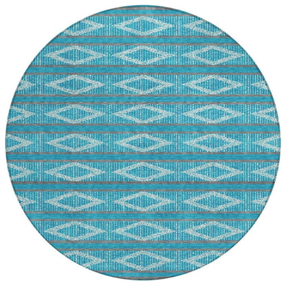 Lume Teal Washable Indoor-Outdoor Rug-Outdoor Rugs-LOOMLAN Rugs-8' x 8'-LOOMLAN