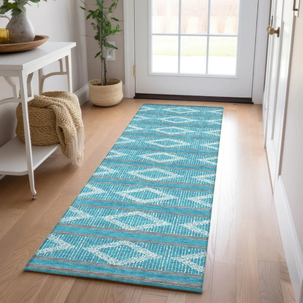 Lume Teal Washable Indoor-Outdoor Rug-Outdoor Rugs-LOOMLAN Rugs-LOOMLAN
