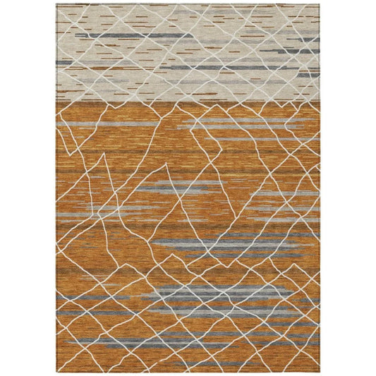 Lumira Orange Washable Indoor-Outdoor Rug-Outdoor Rugs-LOOMLAN Rugs-2'6" x 3'10"-LOOMLAN