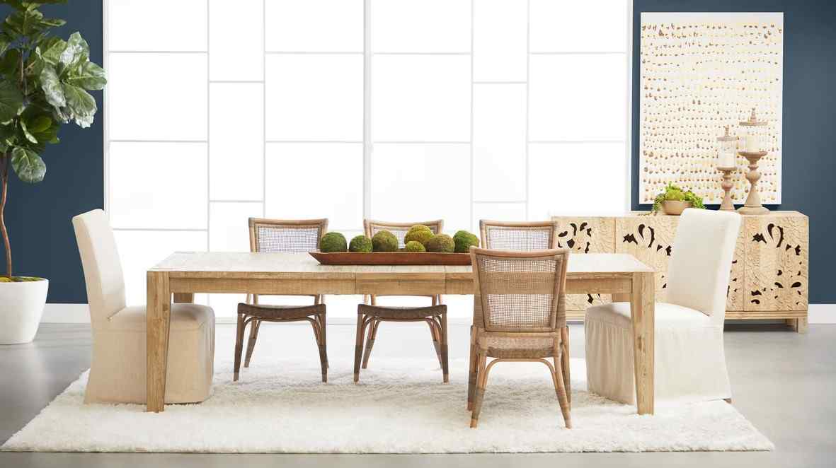 Luna Rattan Frame Armless Dining Chair 2PC