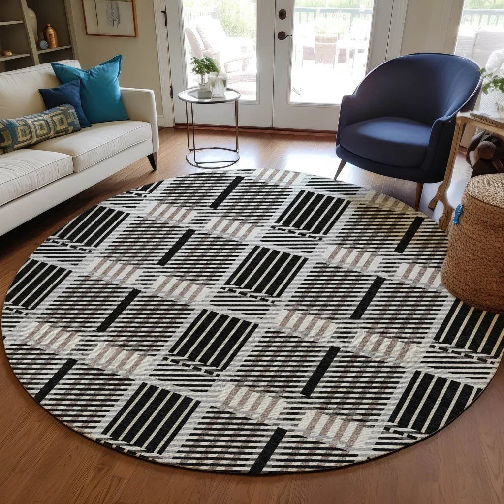Lunara Black Washable Indoor-Outdoor Rug-Outdoor Rugs-LOOMLAN Rugs-LOOMLAN