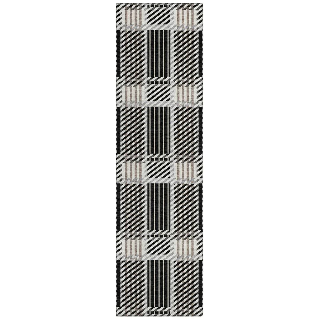 Lunara Black Washable Indoor-Outdoor Rug-Outdoor Rugs-LOOMLAN Rugs-2'3" x 7'6"-LOOMLAN