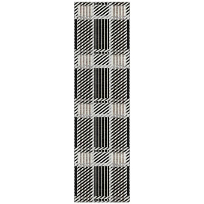Lunara Black Washable Indoor-Outdoor Rug-Outdoor Rugs-LOOMLAN Rugs-2'3" x 7'6"-LOOMLAN