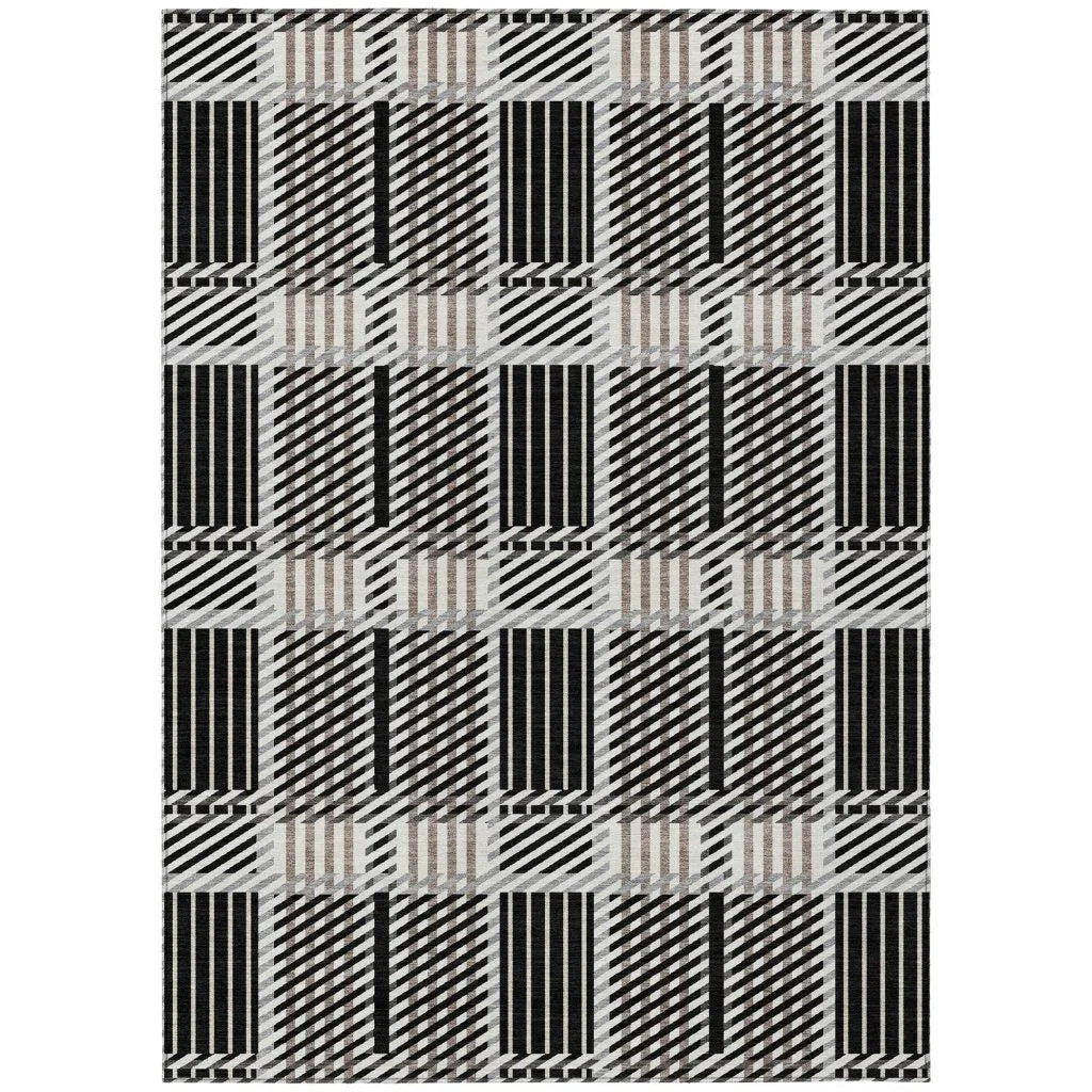 Lunara Black Washable Indoor-Outdoor Rug-Outdoor Rugs-LOOMLAN Rugs-2'6" x 3'10"-LOOMLAN