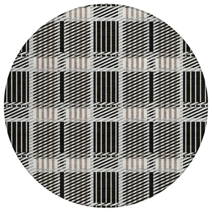 Lunara Black Washable Indoor-Outdoor Rug-Outdoor Rugs-LOOMLAN Rugs-8' x 8'-LOOMLAN