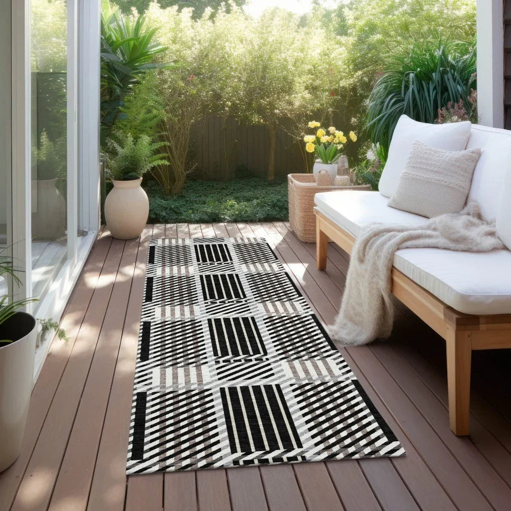 Lunara Black Washable Indoor-Outdoor Rug-Outdoor Rugs-LOOMLAN Rugs-LOOMLAN