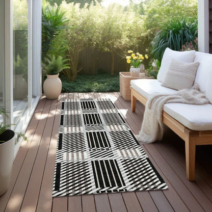 Lunara Black Washable Indoor-Outdoor Rug-Outdoor Rugs-LOOMLAN Rugs-LOOMLAN