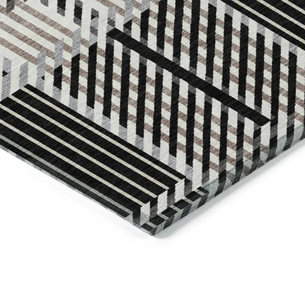 Lunara Black Washable Indoor-Outdoor Rug-Outdoor Rugs-LOOMLAN Rugs-LOOMLAN