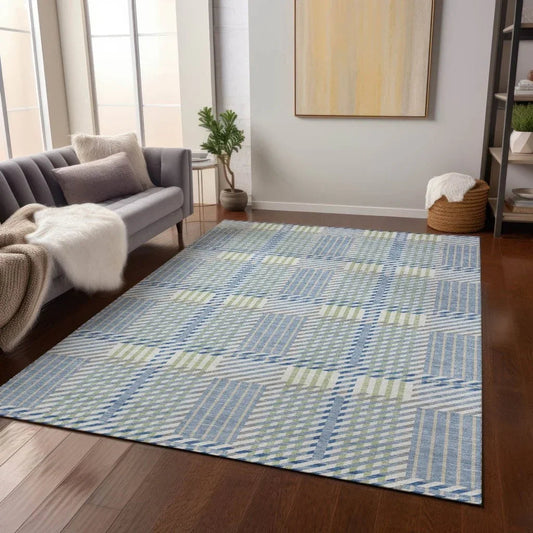 Lunara Blue Washable Indoor-Outdoor Rug-Outdoor Rugs-LOOMLAN Rugs-LOOMLAN