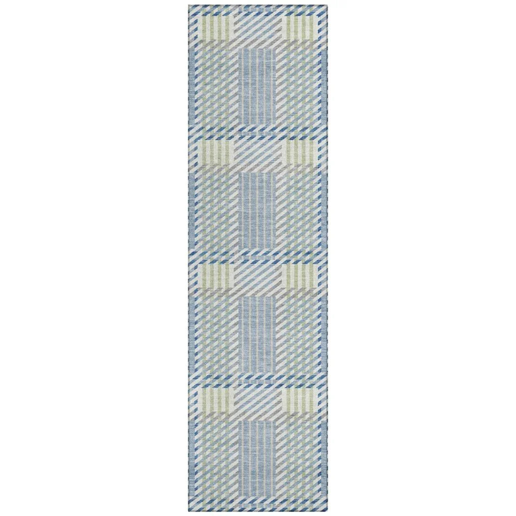 Lunara Blue Washable Indoor-Outdoor Rug-Outdoor Rugs-LOOMLAN Rugs-2'3" x 7'6"-LOOMLAN