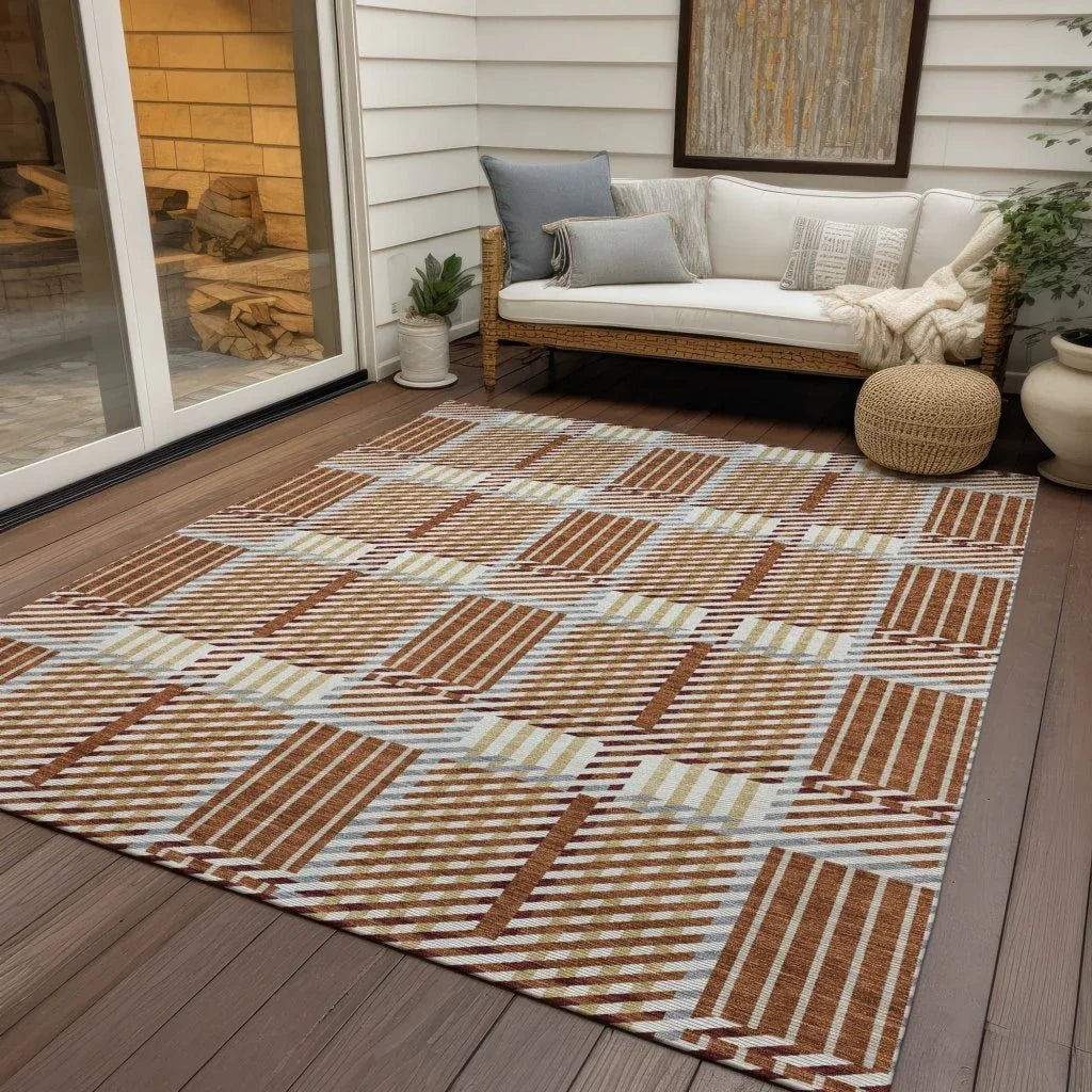 Lunara Orange Washable Indoor-Outdoor Rug-Outdoor Rugs-LOOMLAN Rugs-LOOMLAN